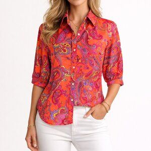 Lauren Ralph Lauren Paisley Puff Sleeve Blouse Shirt
